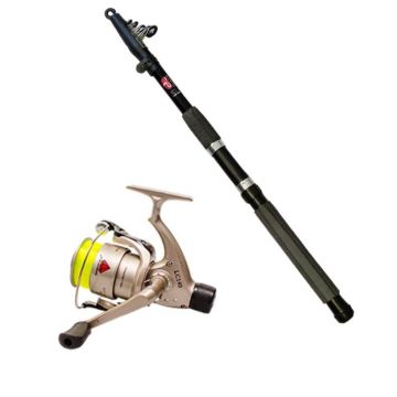 Set pescuit  lanseta telescopica si mulineta echipata cu fir
