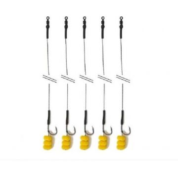 Set porkarpfishing cu 5 carlige legate echilibrate cu porumb flotant