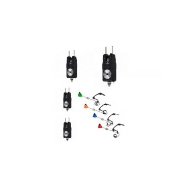 Set prokarpfishing cu 4 avertizori SP01 si 4 swingere cu led 4 culori MK2 - baterii incluse
