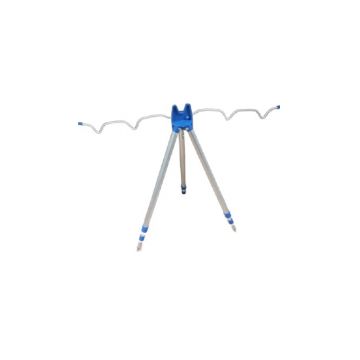trepied pescuit din aluminiu   prevazut cu carlig   pentru 4/5 posturi  reglabil pe inaltime 50/80 cm