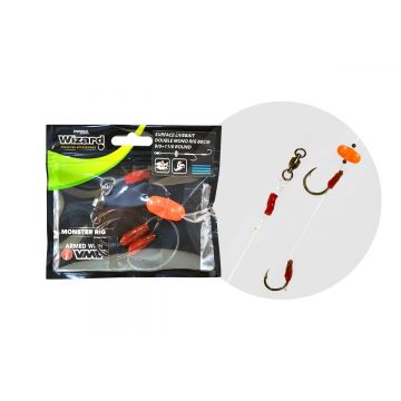 Montură Somn Wizard Monster Surface Livebait Double Mono Rig cu Zornăitoare (Marime Carlige: Nr. 7/0R)
