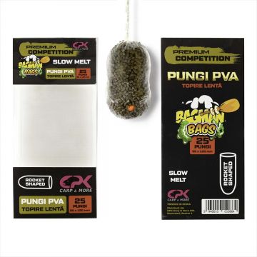 Pungi PVA CPK Bagman Premium Competition, Slow Melt, 25buc (Varianta: 55/120mm)