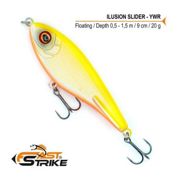 Vobler Fast Strike Ilusion Slider Floating, Culoare YWR, 9cm, 20g