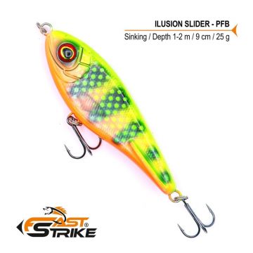 Vobler Fast Strike Ilusion Slider Sinking, Culoare PFB, 9cm, 25g