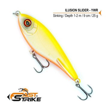 Vobler Fast Strike Ilusion Slider Sinking, Culoare YWR, 9cm, 25g