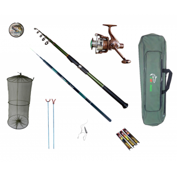 Pachet pescuit sportiv cu lanseta de 2.7 m, undita tronson scurt de 3.6 m si accesorii Cool Angel