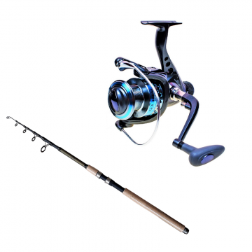 Set pescuit spinning lanseta 100% carbon 2.1 m si mulineta cu tambur de 3000