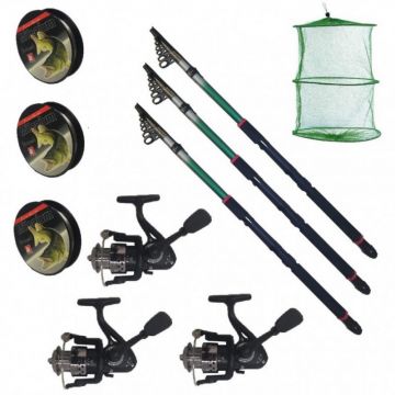 Set pescuit sportiv cu lanseta EastShark de 2.7m, 3 mulinete CFC2000