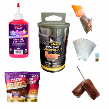 Set pungi solubile pva si incarcator pentru monturi pescuit