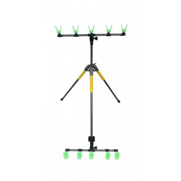 Tripor telescopic cu suport pentru lansete cu 5 posturi